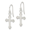 Sterling Silver Polished Budded Cross Dangle Earrings