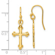 Sterling Silver Gold-tone Polished Budded Cross Dangle Earrings