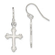 Sterling Silver Polished Budded Cross Dangle Earrings