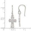 Sterling Silver Polished & Textured Cross Dangle Earrings