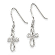 Sterling Silver Rhodium-plated Polished Cross Dangle Earrings