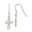 Sterling Silver Rhodium-plated Polished Cross Dangle Earrings