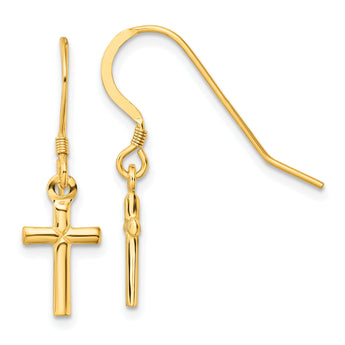 Sterling Silver Gold-tone Polished 'X' Cross Dangle Earrings