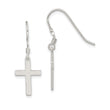 Sterling Silver Rhodium-plated Polished Cross Dangle Earrings