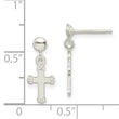Sterling Silver Polished Budded Cross Post Dangle Earrings