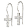 Sterling Silver Polished CZ Latin Cross Dangle Earrings