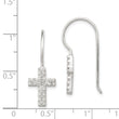 Sterling Silver Polished CZ Latin Cross Dangle Earrings
