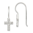 Sterling Silver Polished CZ Latin Cross Dangle Earrings