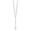 Sterling Silver Rhodium-plated Beaded Rosary Necklace