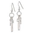 Sterling Silver Polished Double Open Cross Shepherd Hook Earrings