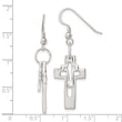 Sterling Silver Polished Double Open Cross Shepherd Hook Earrings