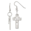 Sterling Silver Polished Double Open Cross Shepherd Hook Earrings