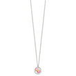 Sterling Silver Polished & Pink/Orange Enameled Butterfly Children's Earrings & 14in Necklace Set