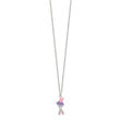 Sterling Silver Polished & Enameled Ballerina Children's 14in Necklace & Earring Set