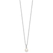 Sterling Silver Rhodium-plated 8-9mm FWC Pearl CZ Earring/Necklace Set