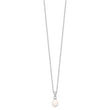 Sterling Silver Rhodium-plated 6-7mm White FWC Pearl Earring/Necklace Set