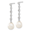 Sterling Silver Rhodium-plated 8-9mm FWC Pearl CZ Earring/Necklace Set