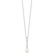 Sterling Silver Rhodium-plated 8-9mm FWC Pearl CZ Earring/Necklace Set