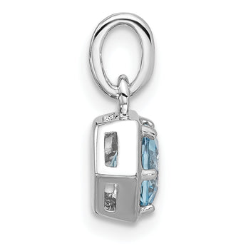 Sterling Silver Rh-plated Polished Solitaire Sky Blue Topaz Charm Pendant
