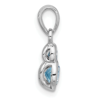 Sterling Silver Rhodium-plated Polished Swiss Blue Topaz Pendant