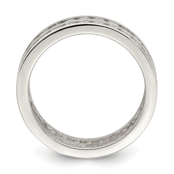 Sterling Silver Rhodium-plated Double Row CZ Band