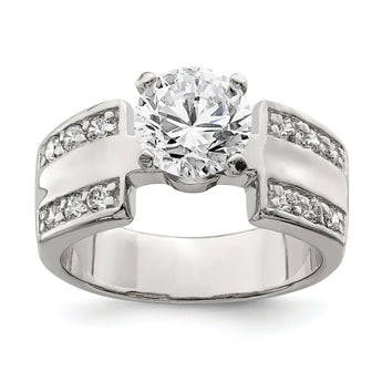 Sterling Silver Rhodium-plated CZ Ring