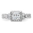 Sterling Silver Rhodium-plated Square CZ Ring
