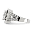 Sterling Silver With Rose-tone Vermeil Polished Square Pink & Clear CZ Ring