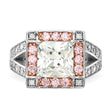 Sterling Silver With Rose-tone Vermeil Polished Square Pink & Clear CZ Ring