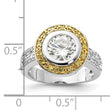 Sterling Silver & Gold-tone Vermeil Polished Yellow & Clear CZ Circle Ring
