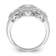 Sterling Silver Rhodium-plated CZ 3-stone Ring