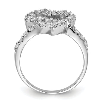Sterling Silver Polished CZ Open Heart Ring