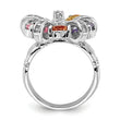 Sterling Silver Polished Multi-color CZ Floral Ring