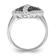 Sterling Silver Polished Black & Clear CZ Heart Ring