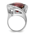 Sterling Silver Polished Red & Clear CZ Ring