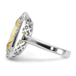 Sterling Silver Polished Light Green & Clear CZ Rectangle Halo Ring