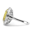 Sterling Silver Polished Light Green & Clear CZ Halo Circle Ring