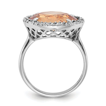 Sterling Silver Polished Champagne & Clear CZ Circle Ring