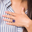 Sterling Silver Rhodium-plated Purple & Clear CZ Ring