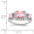Sterling Silver Pink Square CZ Ring