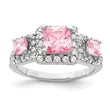 Sterling Silver Pink Square CZ Ring