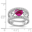 Sterling Silver Rhodium-plated Red Heart CZ & Clear CZ Ring