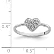 Sterling Silver Rhodium Polished Diamond Heart Ring
