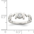 Sterling Silver & CZ Polished Mom Ring