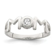 Sterling Silver & CZ Polished Mom Ring