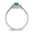 Sterling Silver Rhodium-plated Round Emerald & Diamond Ring