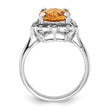 Sterling Silver Citrine & Diamond Oval Ring