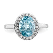 Sterling Silver Rhodium Sky Blue Topaz & Diamond Ring