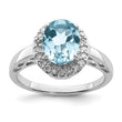 Sterling Silver Rhodium Sky Blue Topaz & Diamond Ring