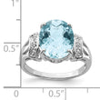 Sterling Silver Rhodium Checker-Cut Sky Blue Topaz & Diamond Ring
